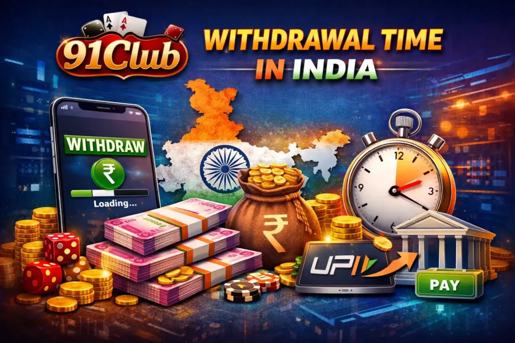 91 Club withdrawal time in India